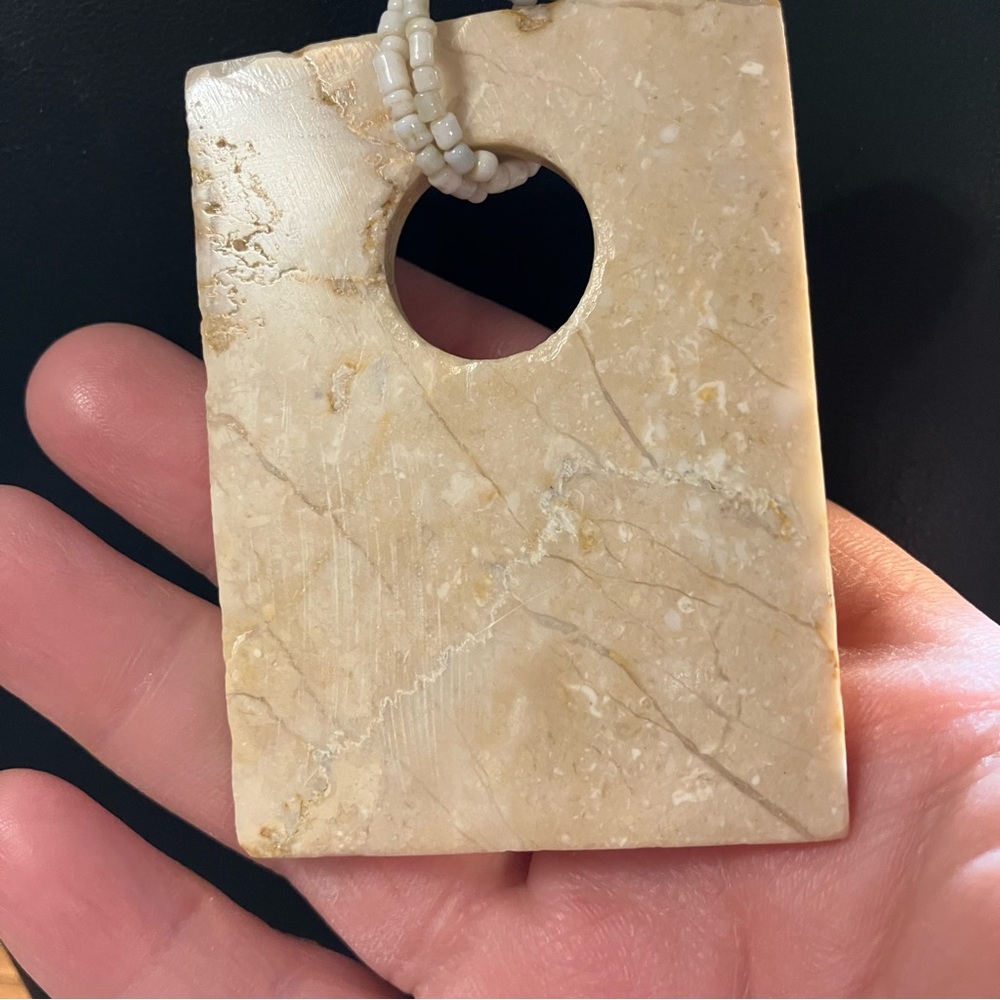 Large Stone Marble Rectangle Statement Necklace N… - image 3